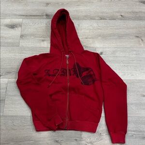 Lamb Red Zip Up Hoodie Size Small